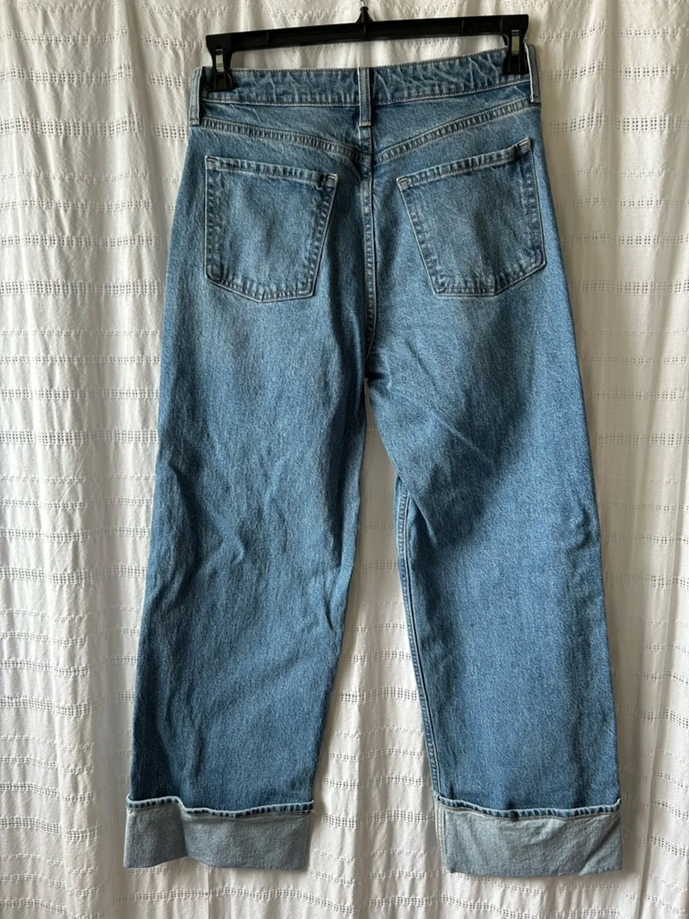 Old Navy Curvy Extra High Rise Cuffed Wide Leg Jeans Rolled Light Wash - Picture 5 of 7